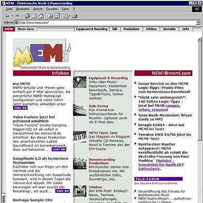 MEMI-Screenshot Juli 2001
